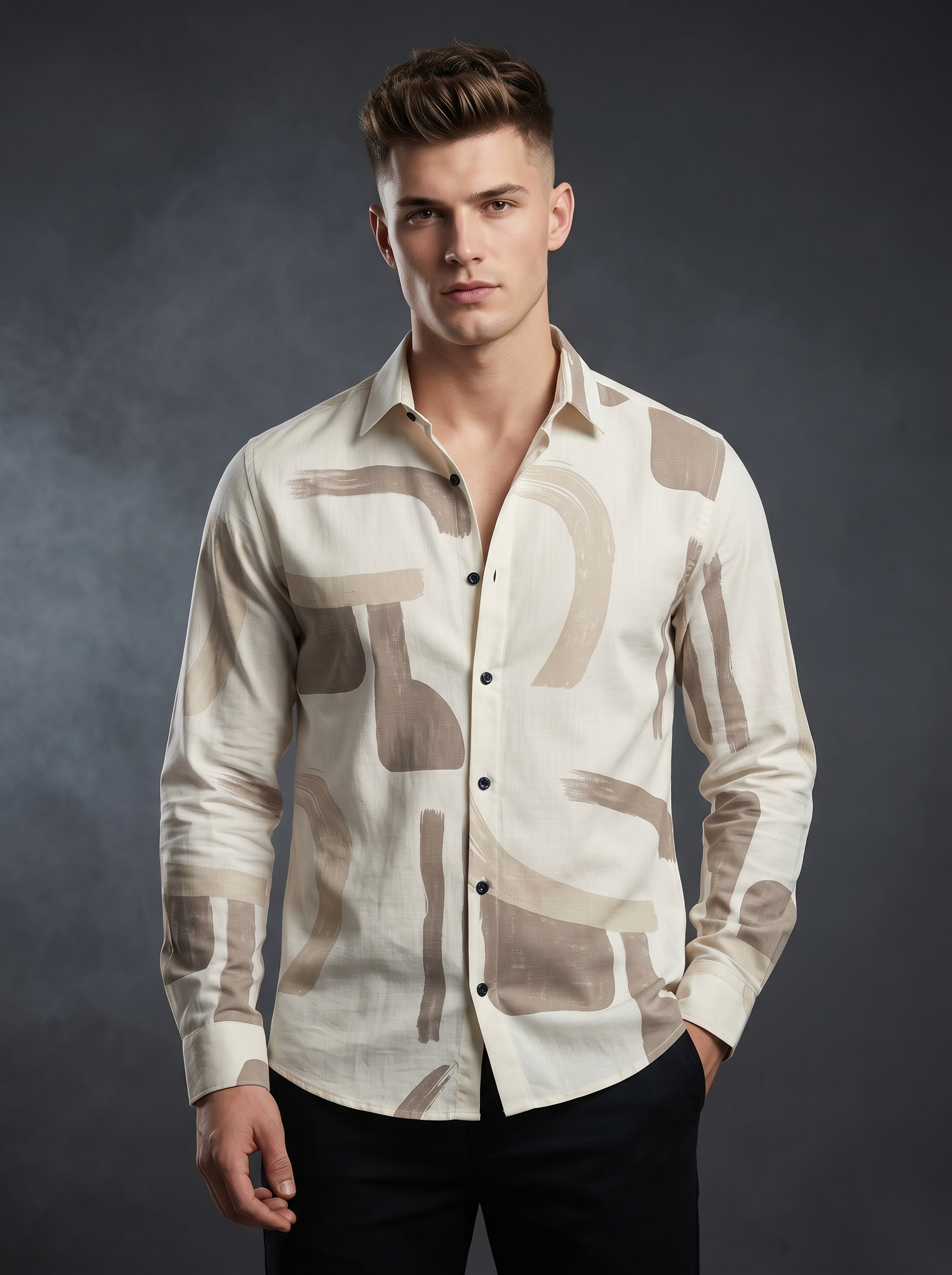 Printed Shirts - Brown Paint