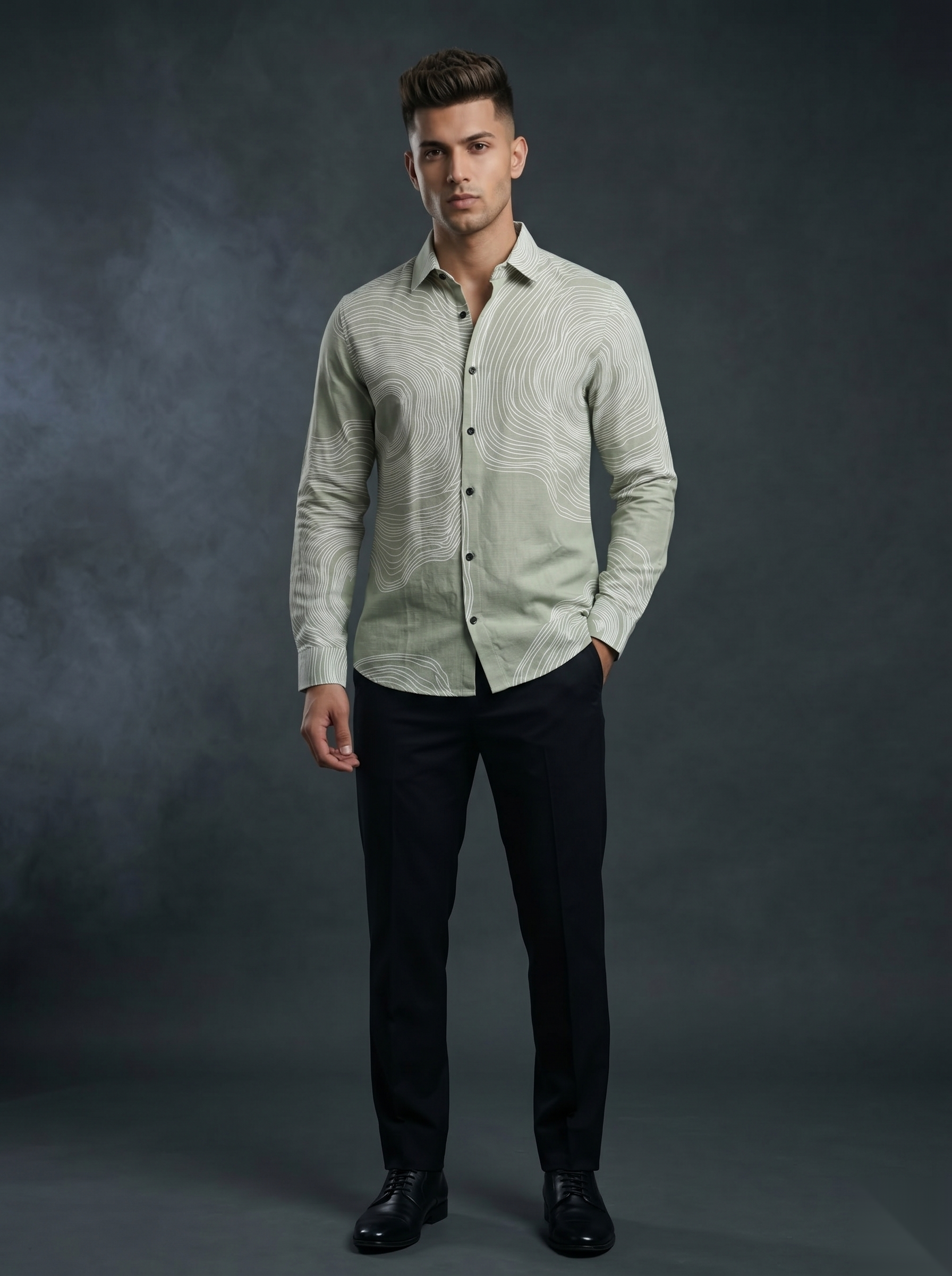 Printed Shirts - Green Spiral