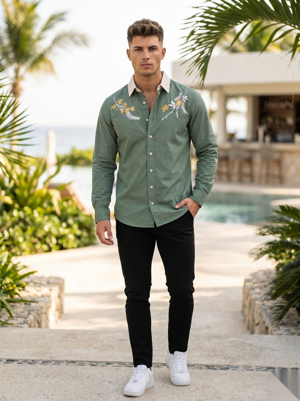 Floral Embroidered Shirt