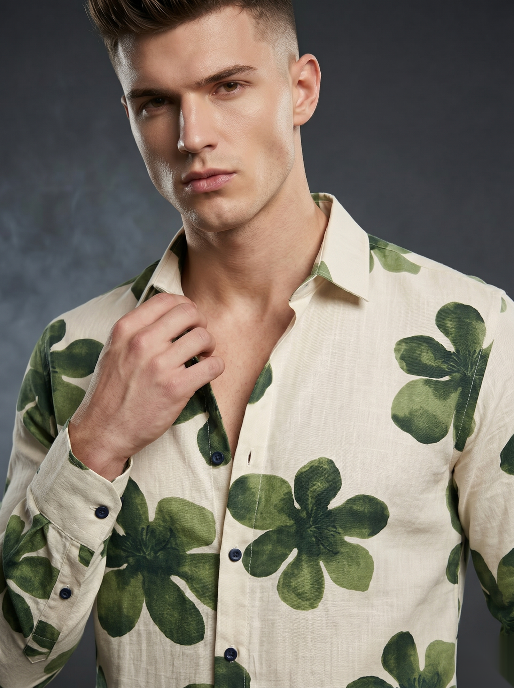 Printed Shirts - Green Flowers