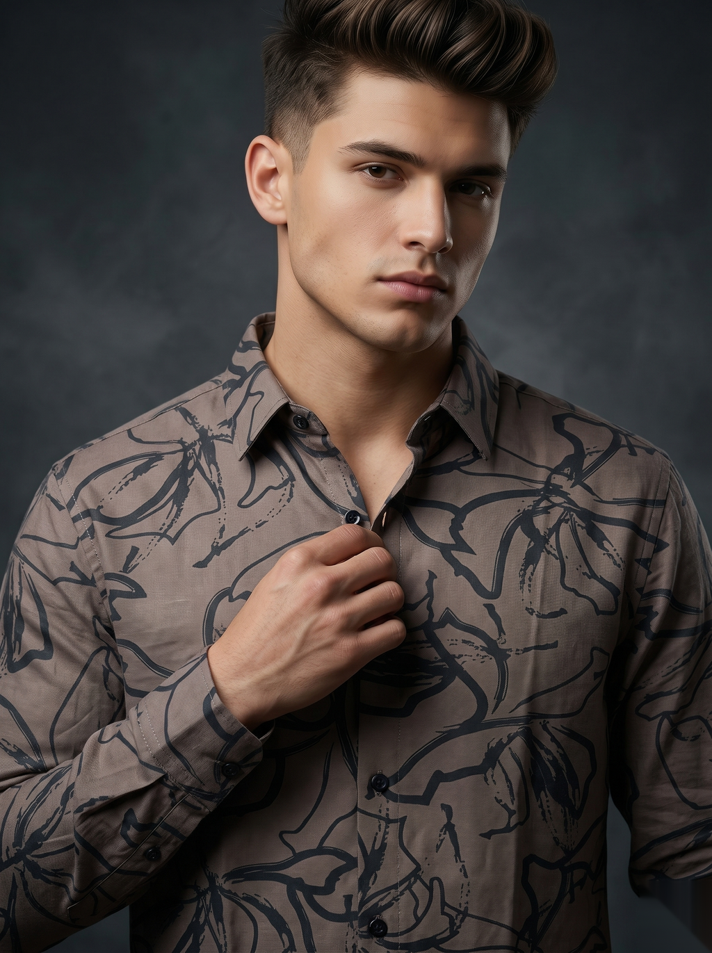 Printed Shirts - Brown Leaves