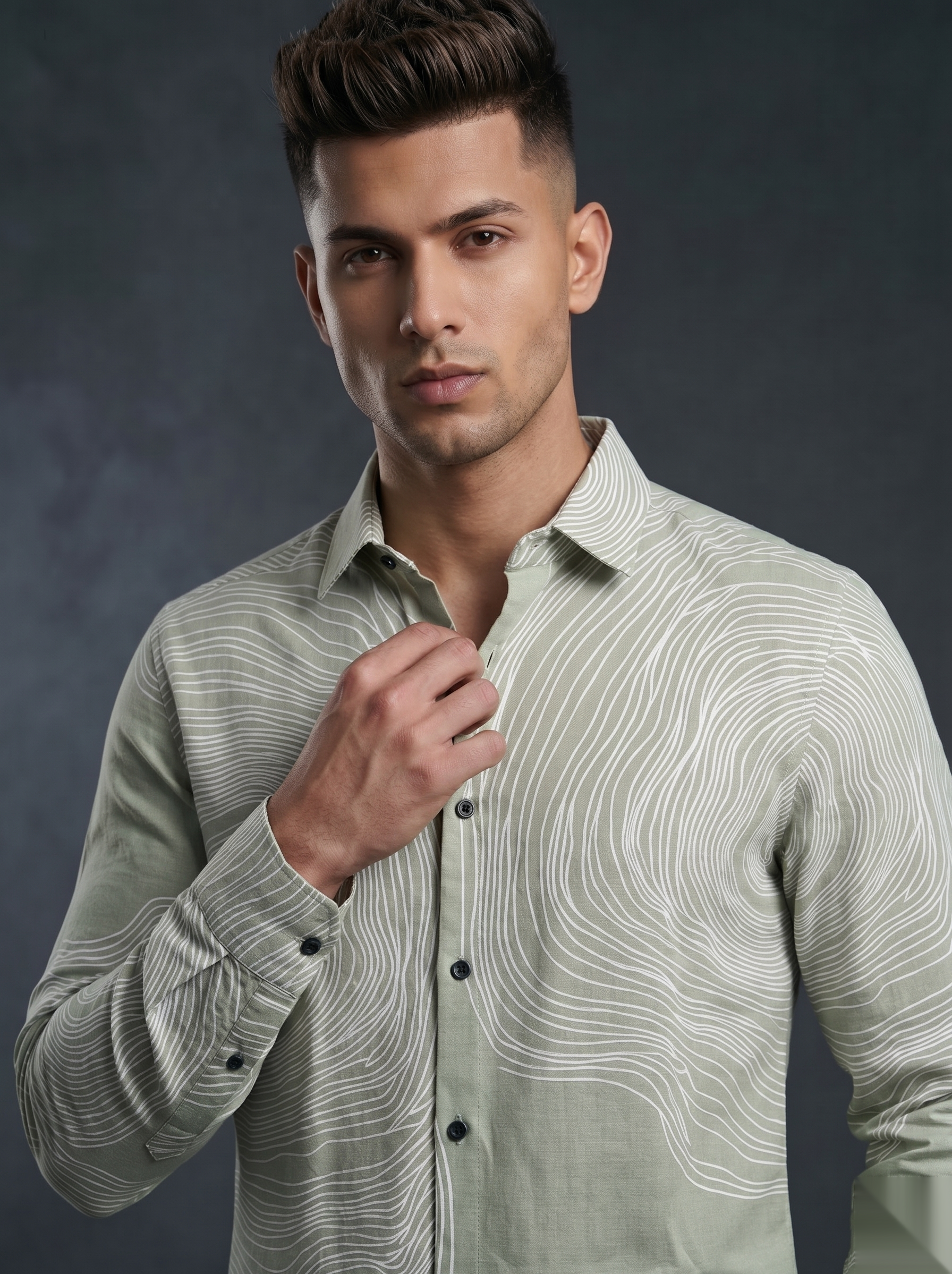Printed Shirts - Green Spiral