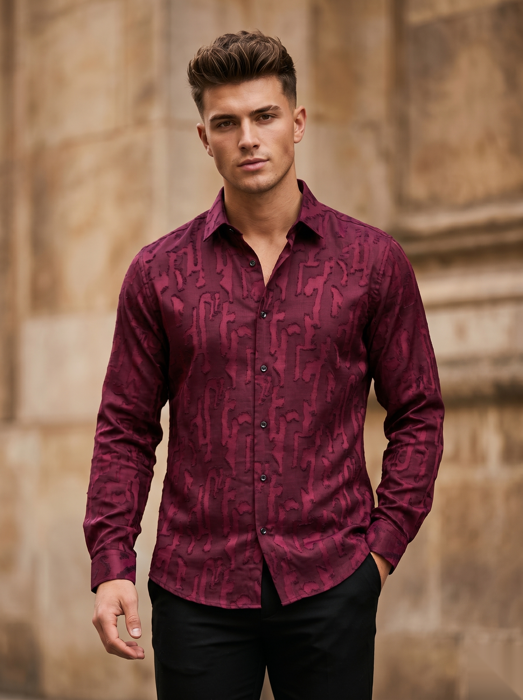 Self-Design Shirts - Maroon
