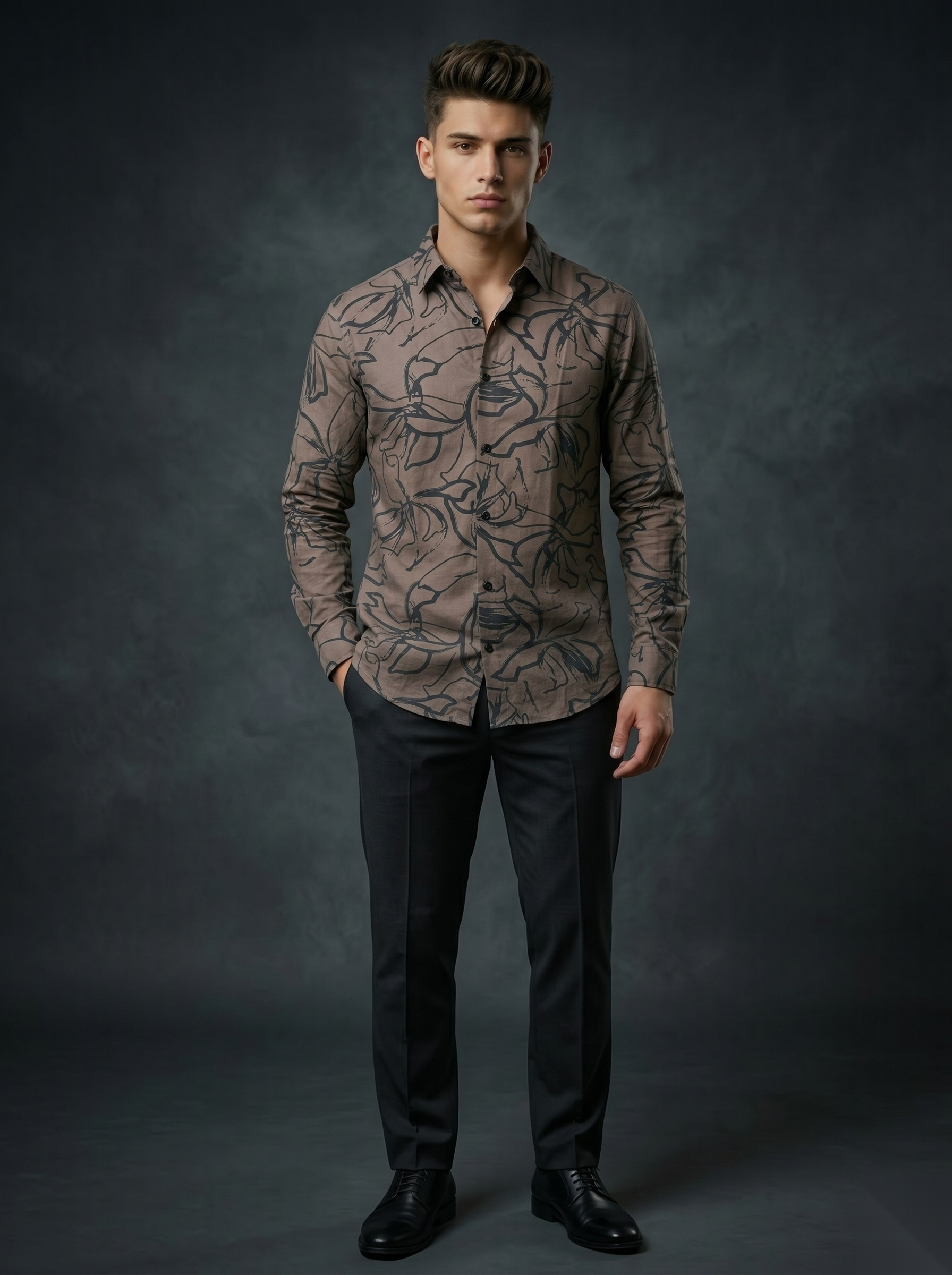 Printed Shirts - Brown Leaves