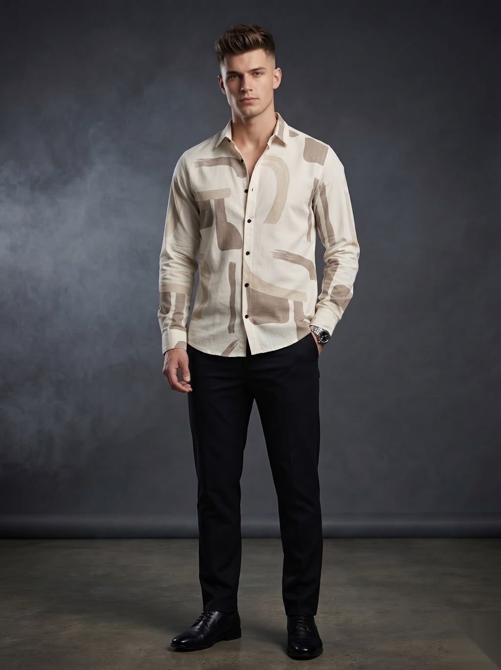 Printed Shirts - Brown Paint