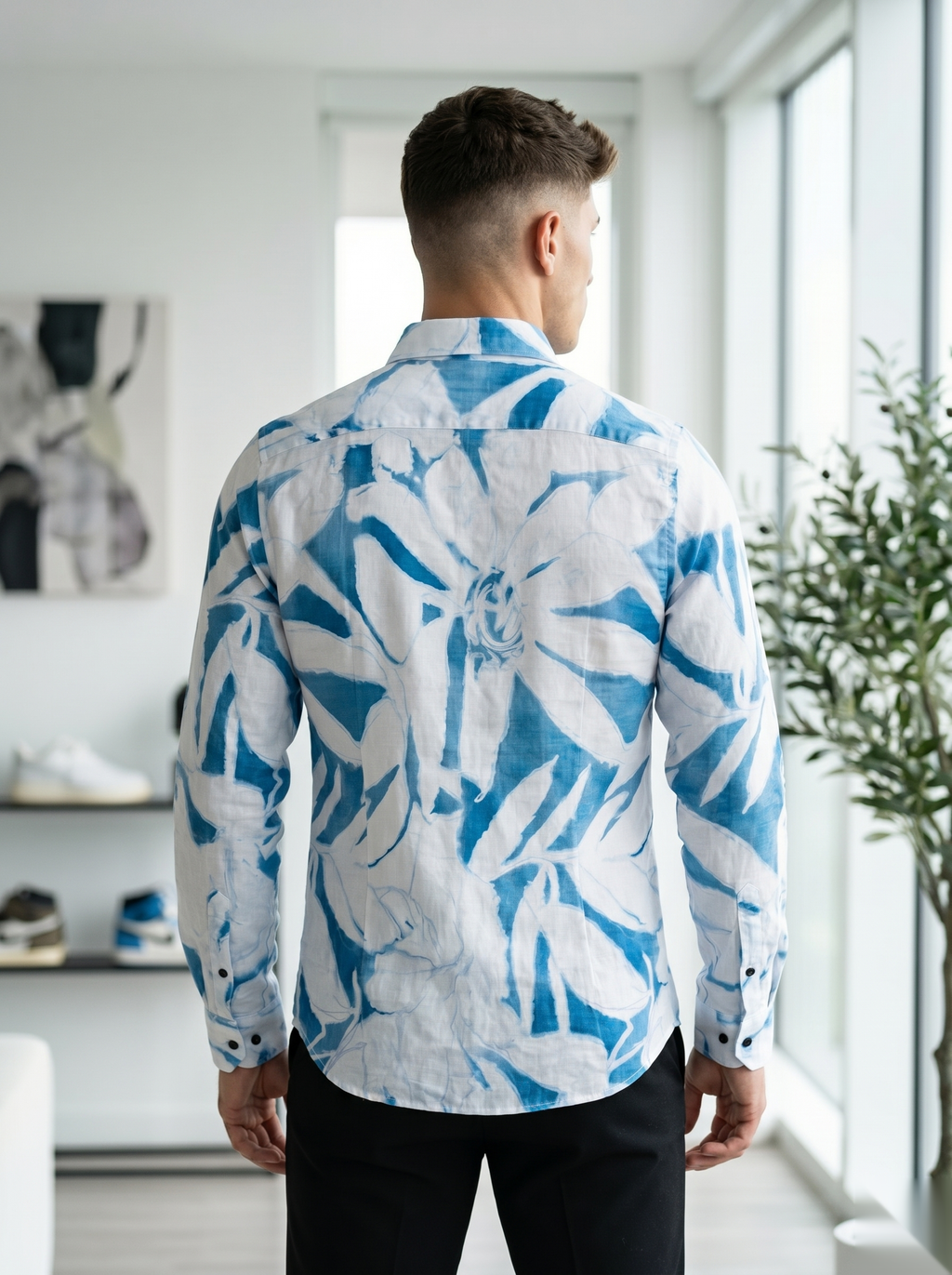 Digital Printed Shirts - White&Blue