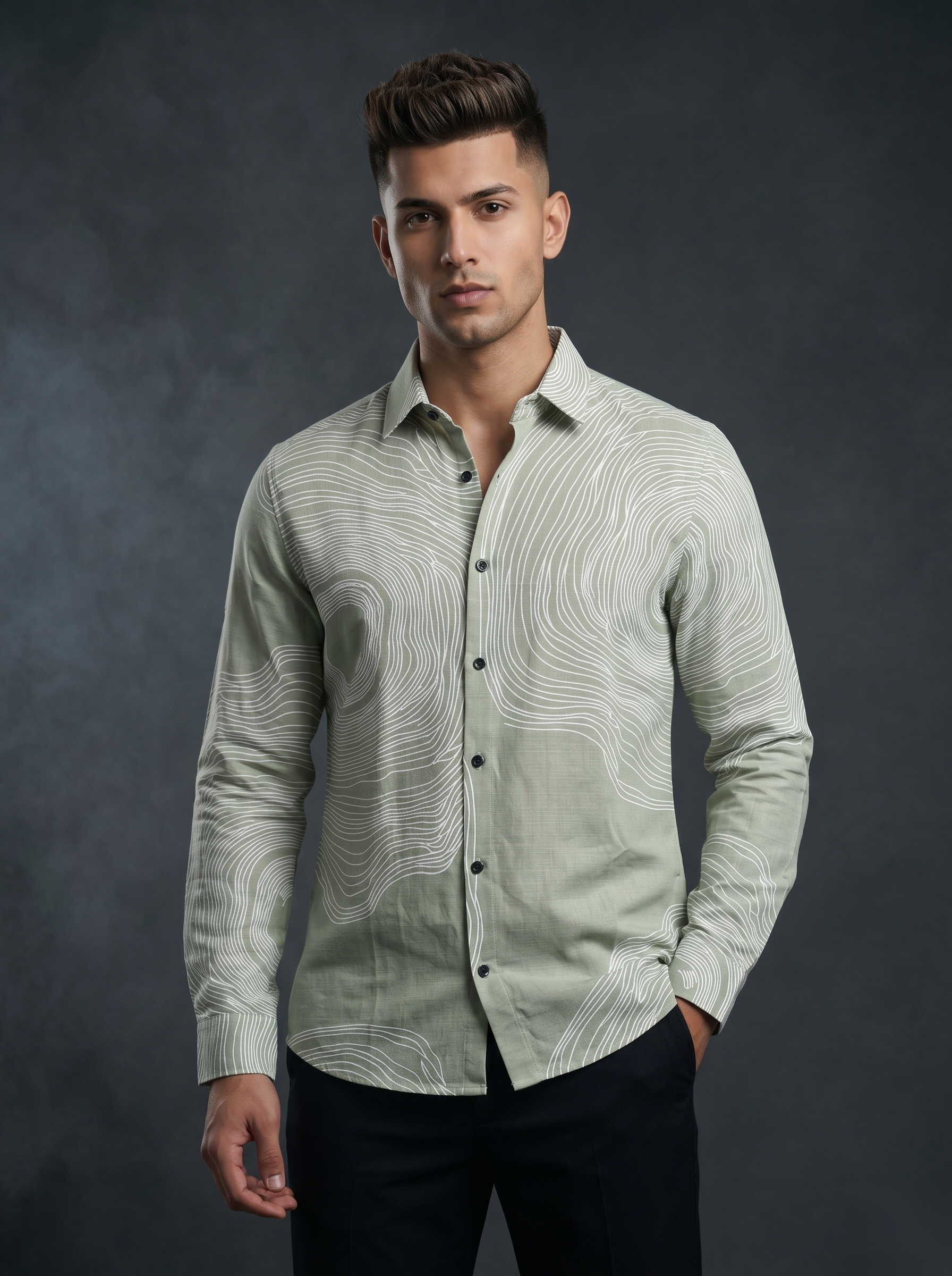 Printed Shirts - Green Spiral