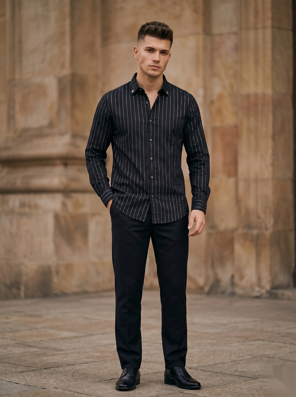 Silver Stripes Party-Wear Shirts