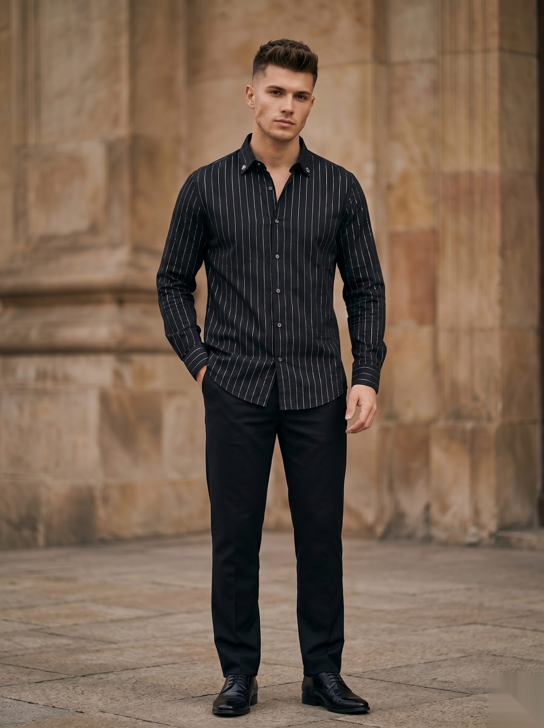 Silver Stripes Party-Wear Shirts