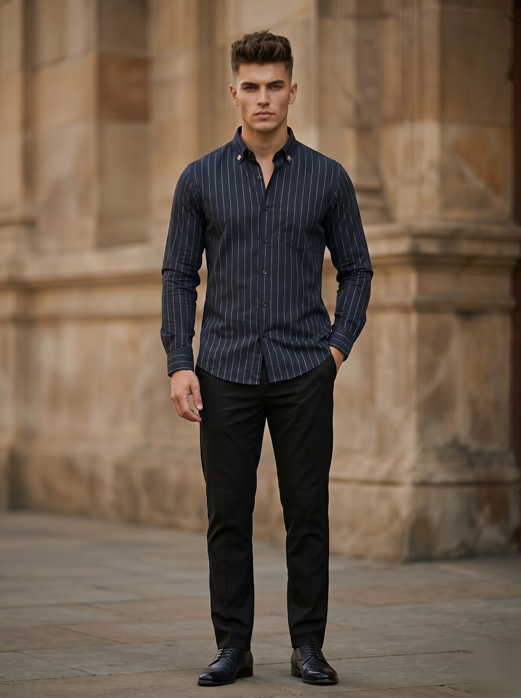 Silver Stripes Party-Wear Shirts