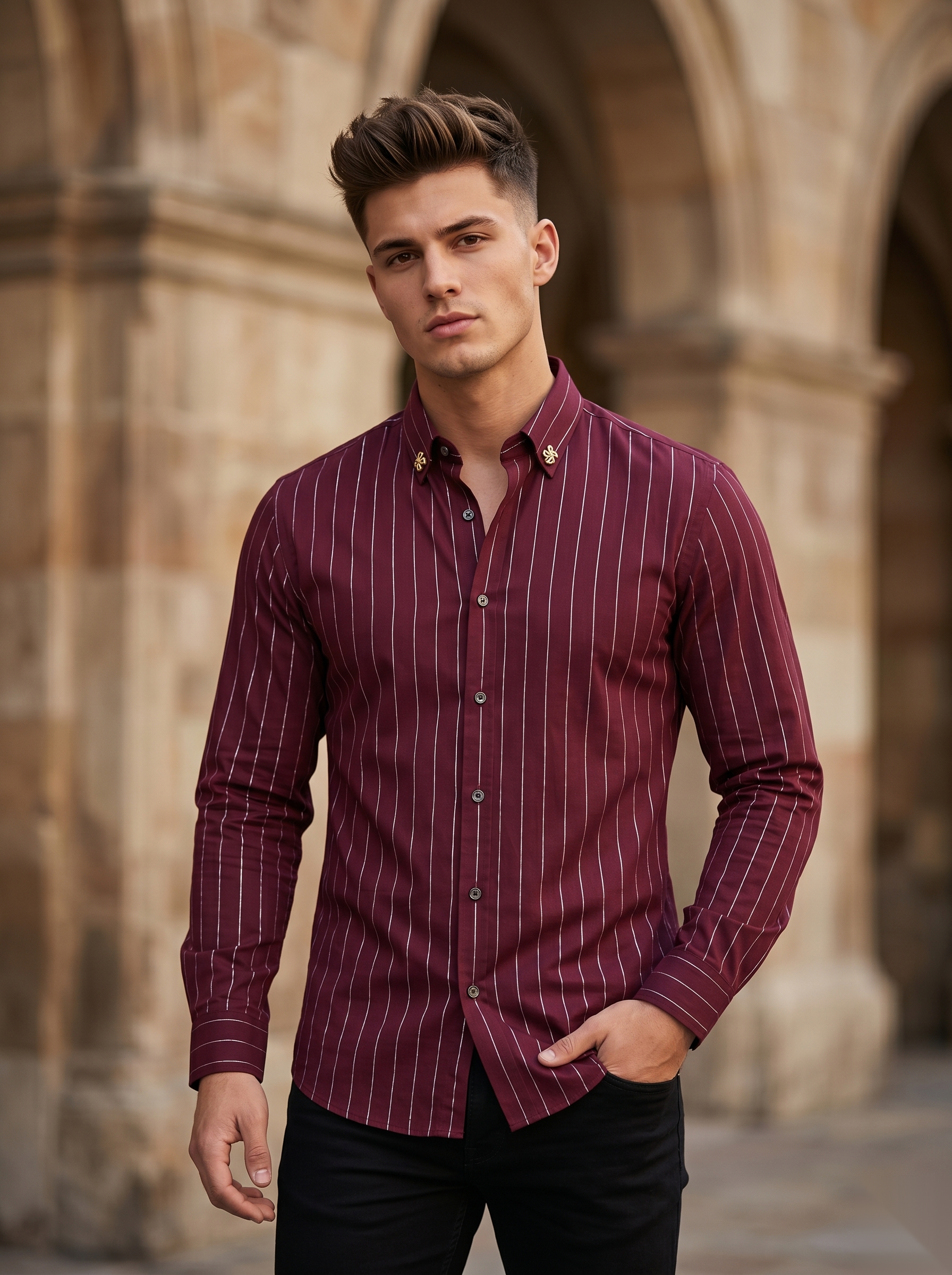 Silver Stripes Party-Wear Shirts