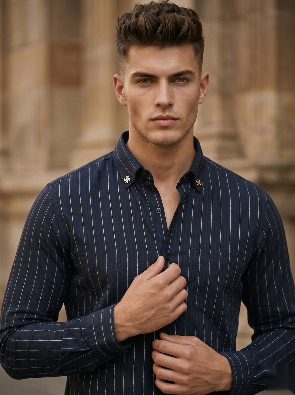 Silver Stripes Party-Wear Shirts