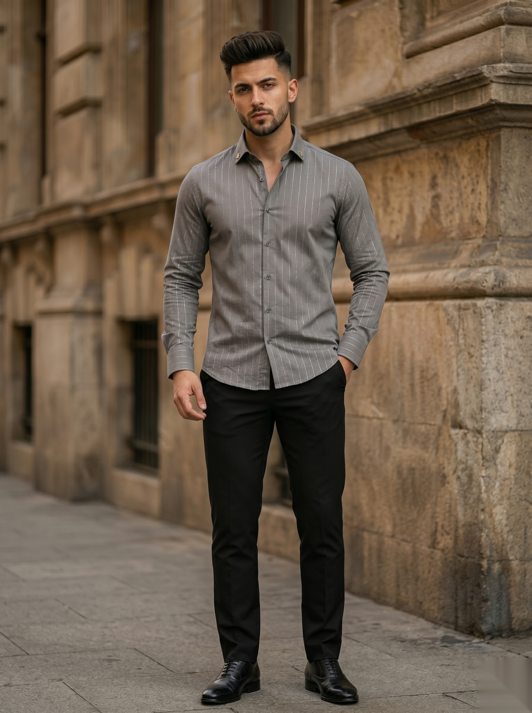 Silver Stripes Party-Wear Shirts