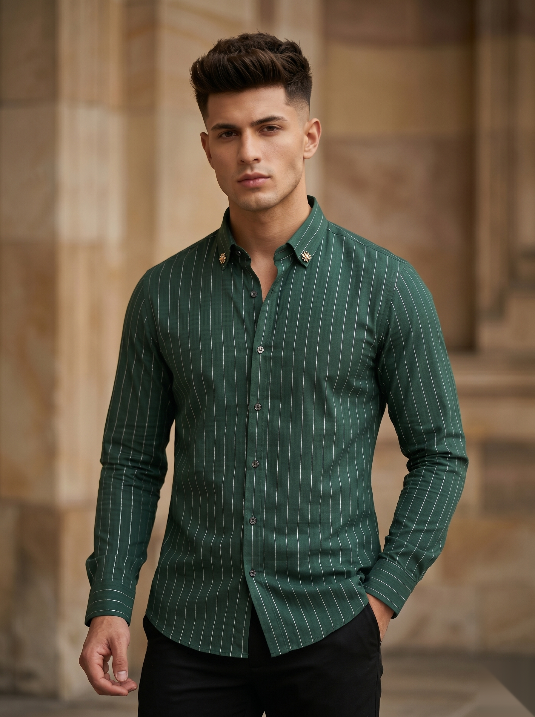 Silver Stripes Party-Wear Shirts