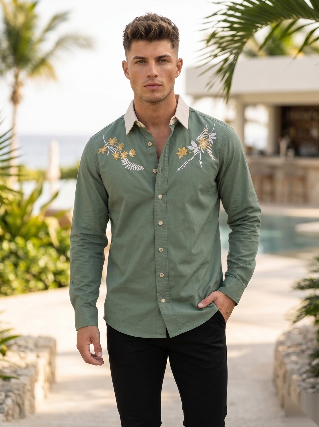 Floral Embroidered Shirt