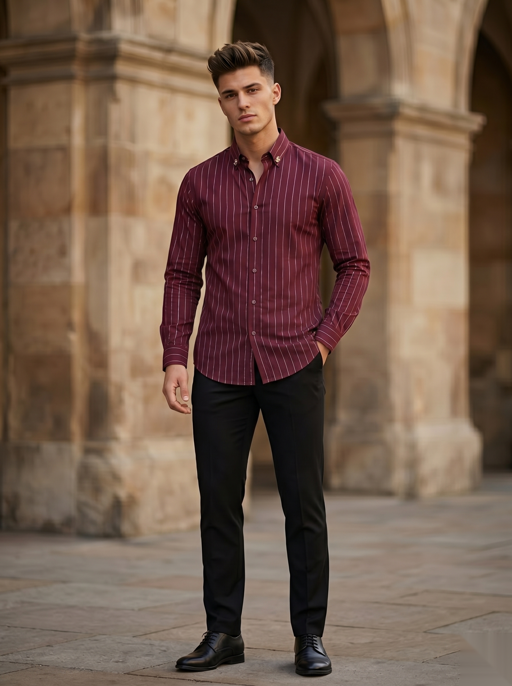 Silver Stripes Party-Wear Shirts