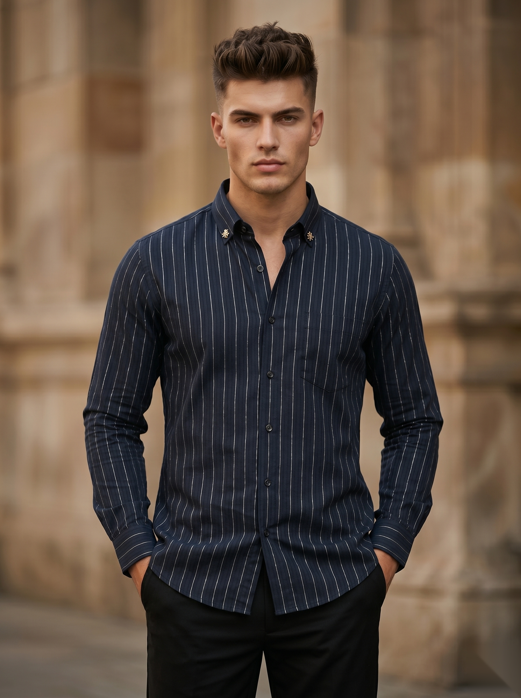 Silver Stripes Party-Wear Shirts
