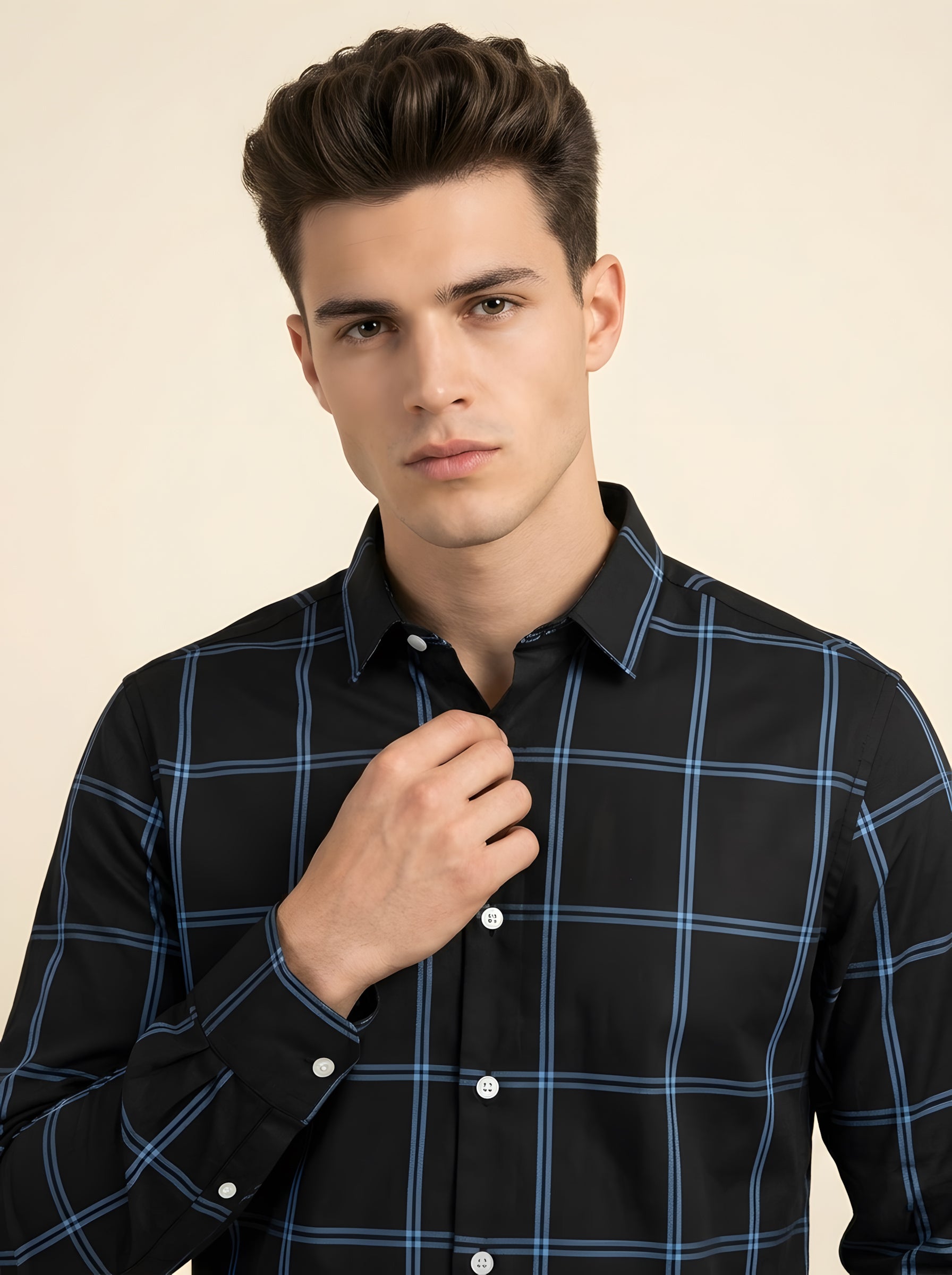 Snipes checked shirt featuring a classic plaid pattern, long sleeves, and button-up front, displayed on a hanger.