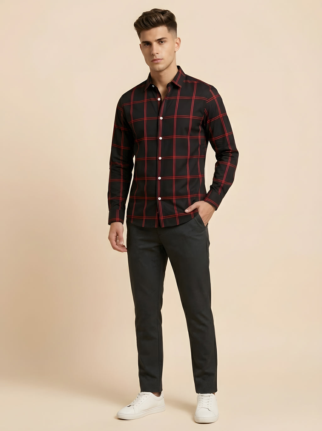 Snipes checked shirt featuring a classic plaid pattern, long sleeves, and button-up front, perfect for casual wear.