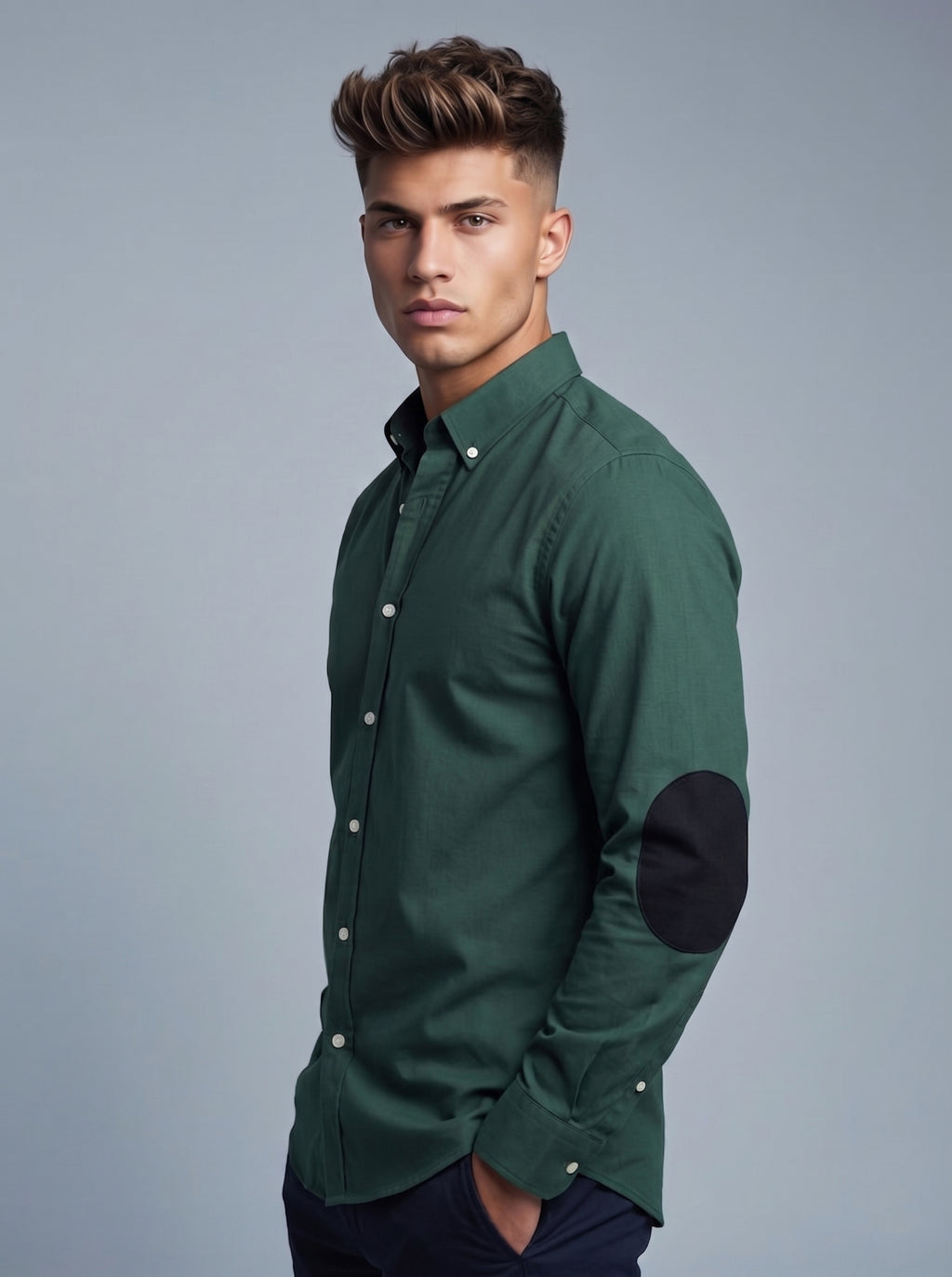 Snipes elbow patch shirt featuring a classic design with visible elbow patches and a casual fit on a model.
