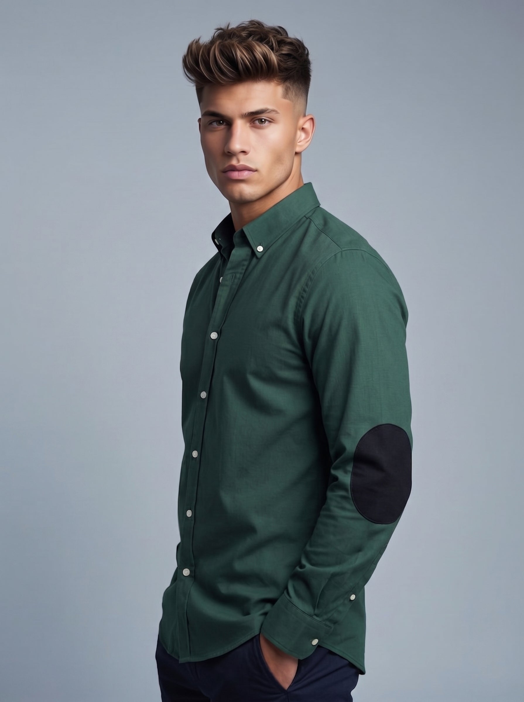 Snipes elbow patch shirt featuring a classic design with visible elbow patches and a casual fit on a model.