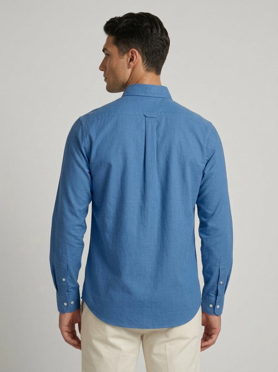 Men’s Solid Oxford Shirt – Full Sleeve Button-Down Collar