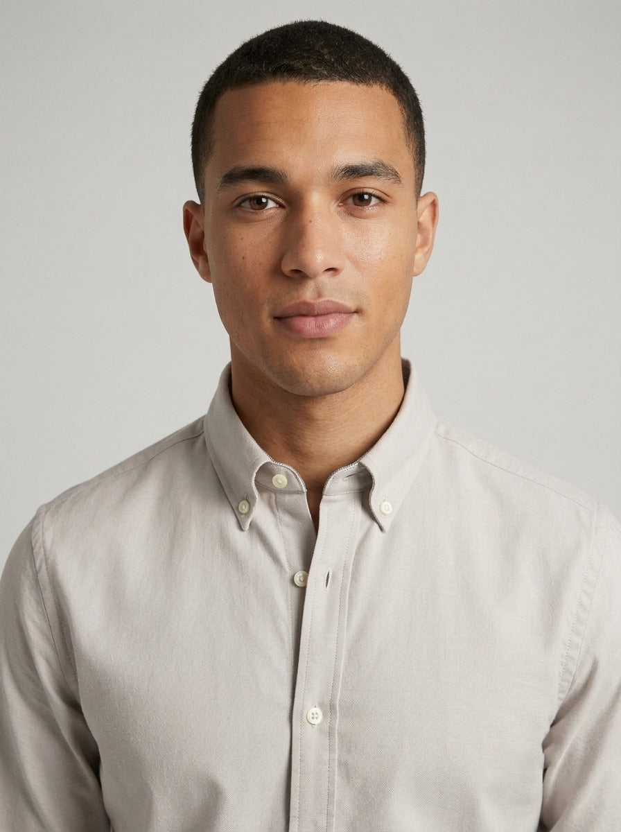 Men’s Solid Oxford Shirt – Full Sleeve Button-Down Collar