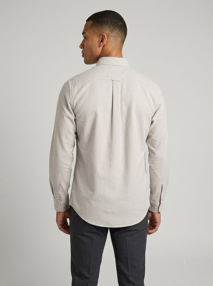 Men’s Solid Oxford Shirt – Full Sleeve Button-Down Collar