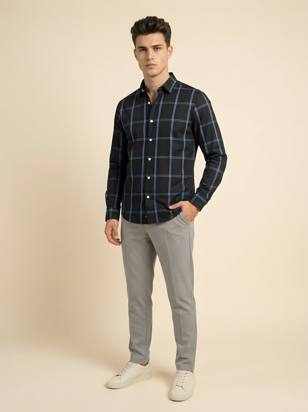 Snipes checked shirt with a classic pattern, featuring a button-up design and a casual fit, displayed on a mannequin.