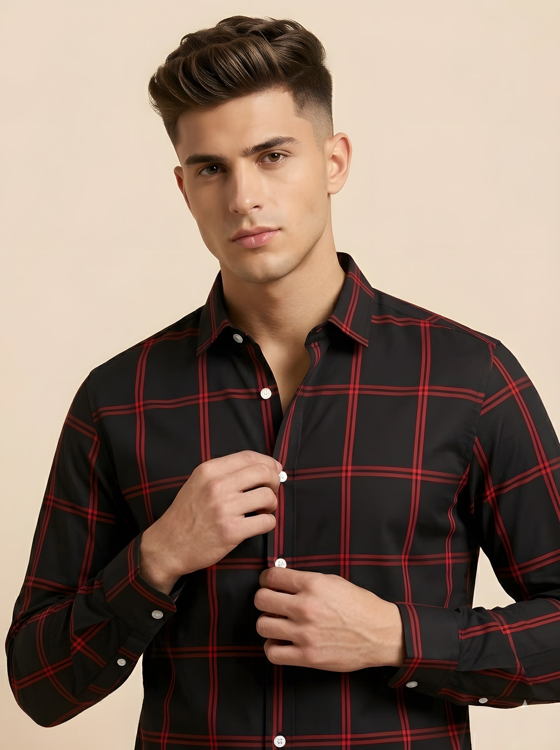 Snipes checked shirt with a classic plaid pattern, featuring button-down front and collar, displayed on a hanger.