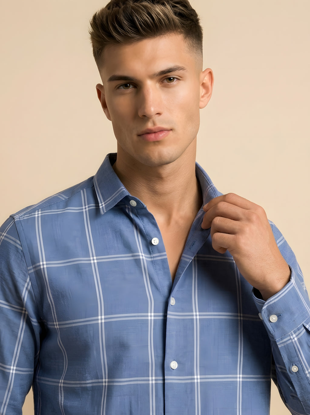 Blue and white checked Snipes shirt with classic stripe pattern, casual button-up design perfect for everyday wear
