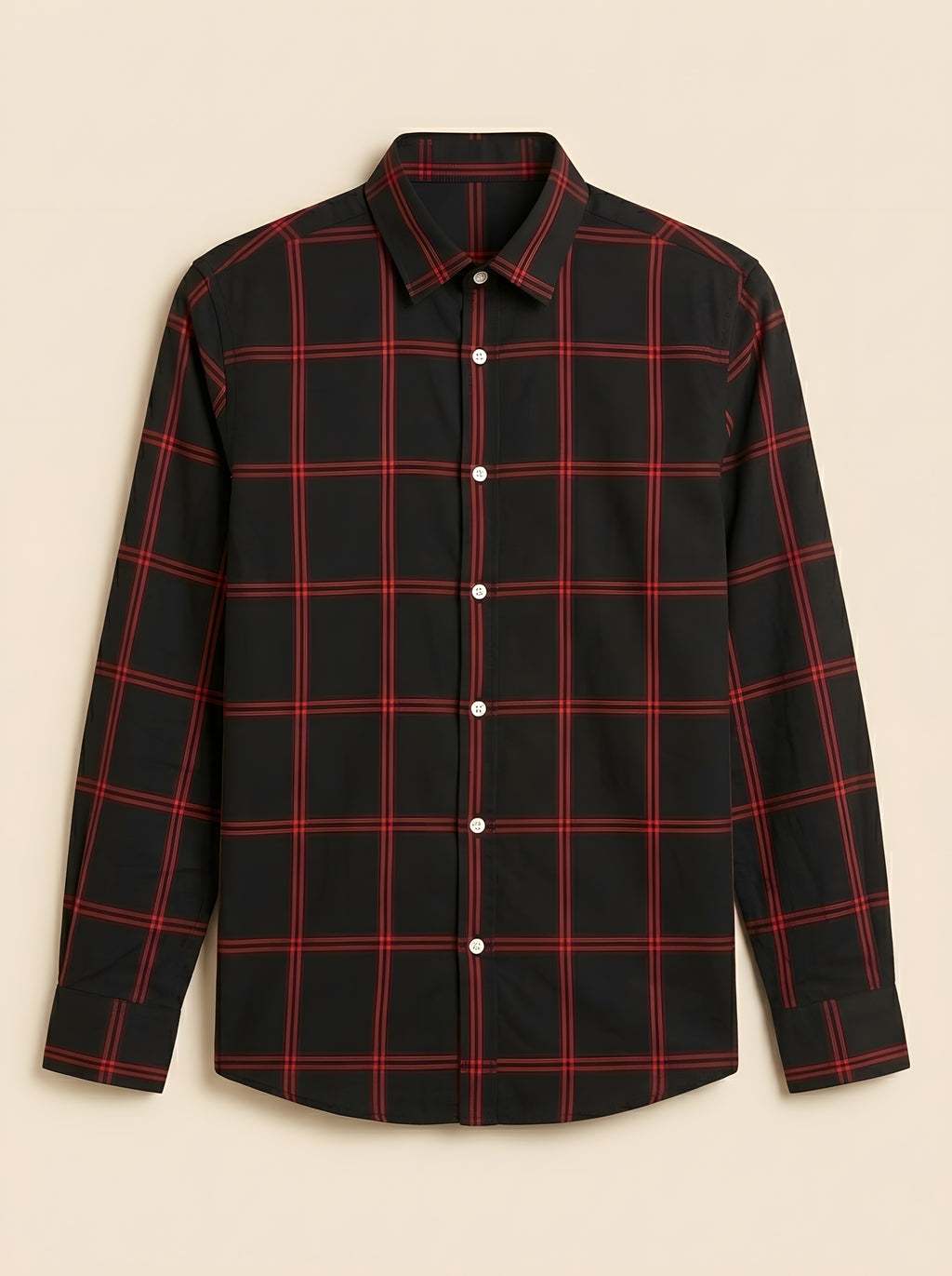 Snipes checked shirt with a classic pattern, featuring a button-up design and collar, shown in a natural fabric texture.