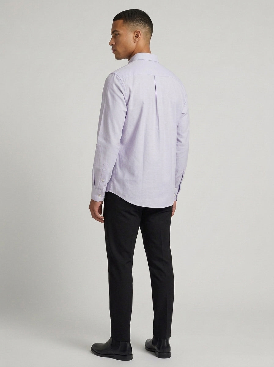 Men’s Solid Oxford Shirt – Full Sleeve Button-Down Collar