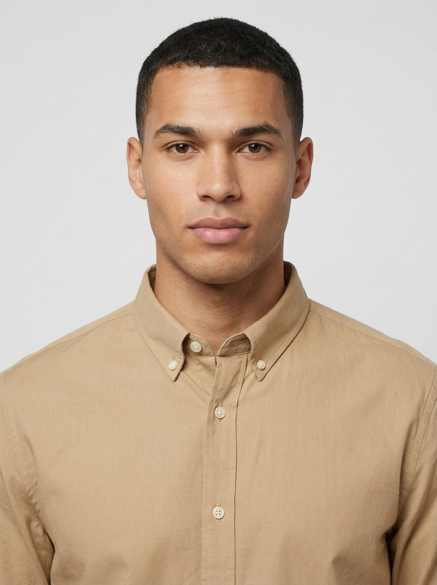 Men’s Solid Oxford Shirt – Full Sleeve Button-Down Collar
