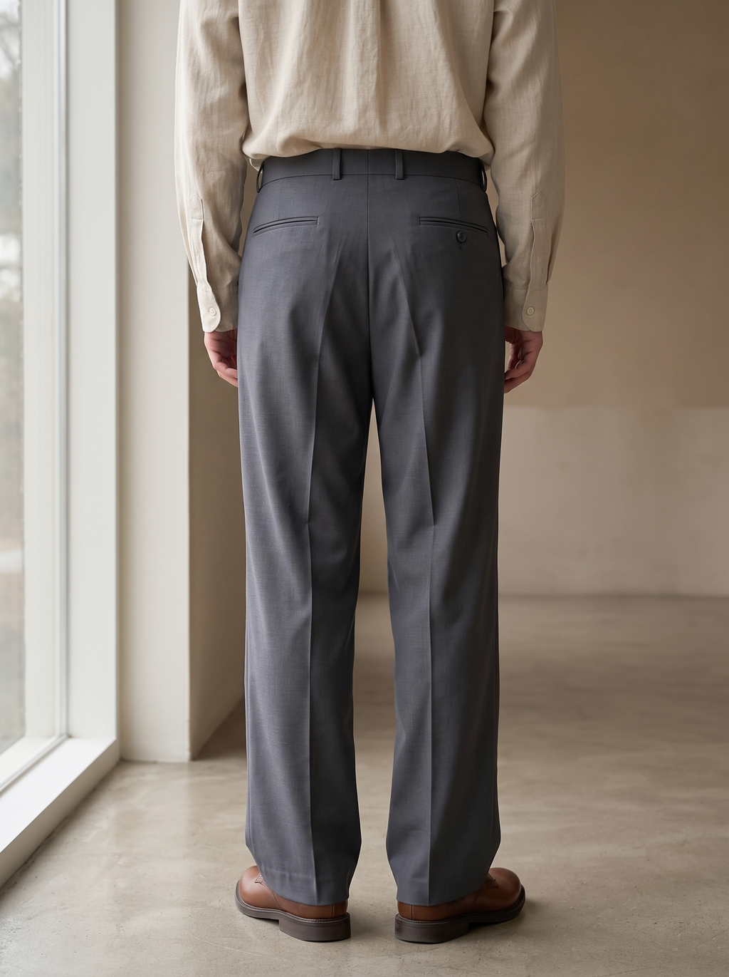Men’s Korean Fit Pleated Wide Leg Formal Trousers