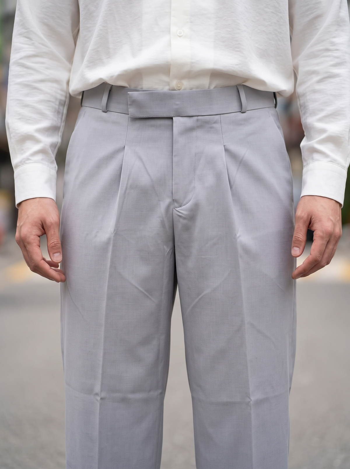 Men’s Korean Fit Pleated Wide Leg Formal Trousers