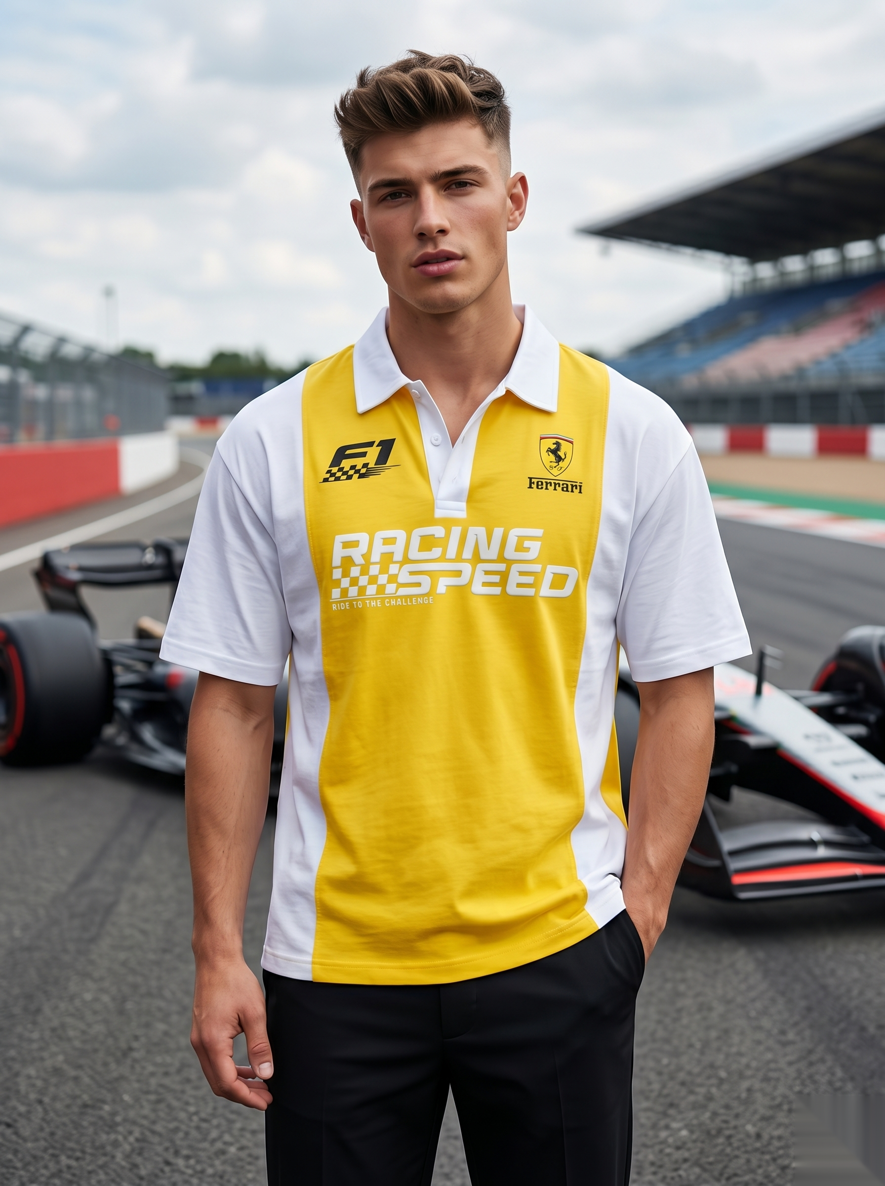 Racing-Inspired Polo T-Shirt