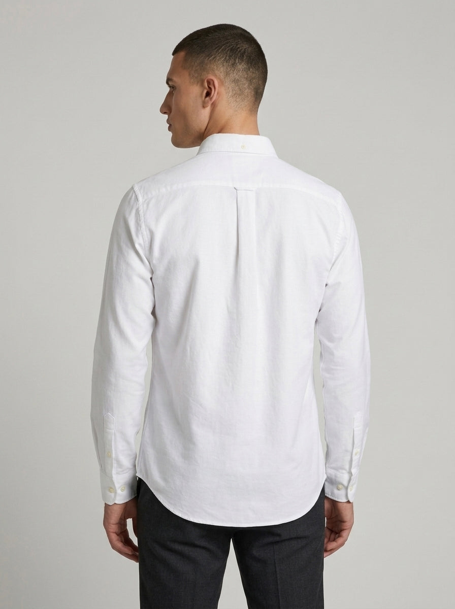 Men’s Solid Oxford Shirt – Full Sleeve Button-Down Collar