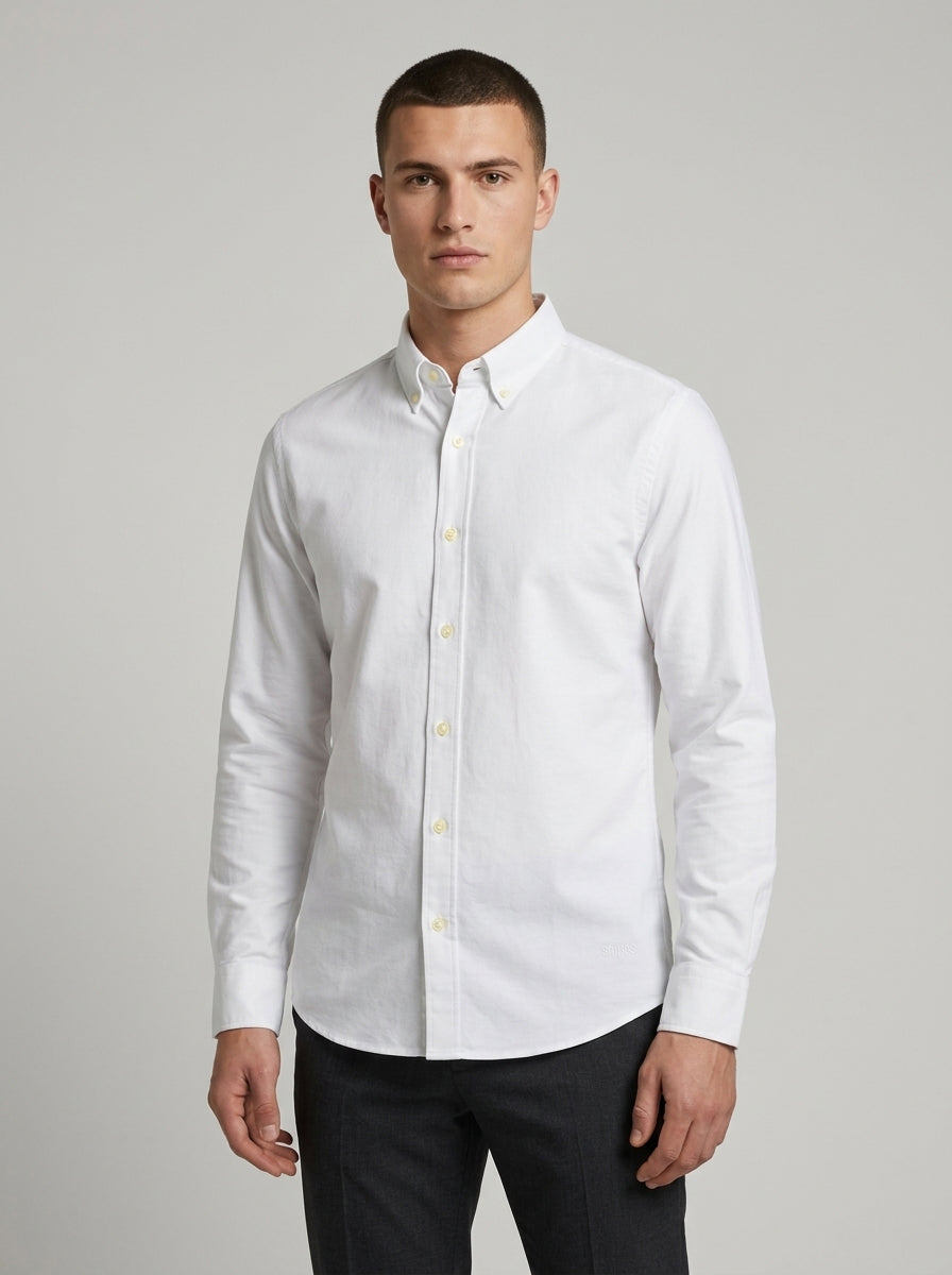 Men’s Solid Oxford Shirt – Full Sleeve Button-Down Collar