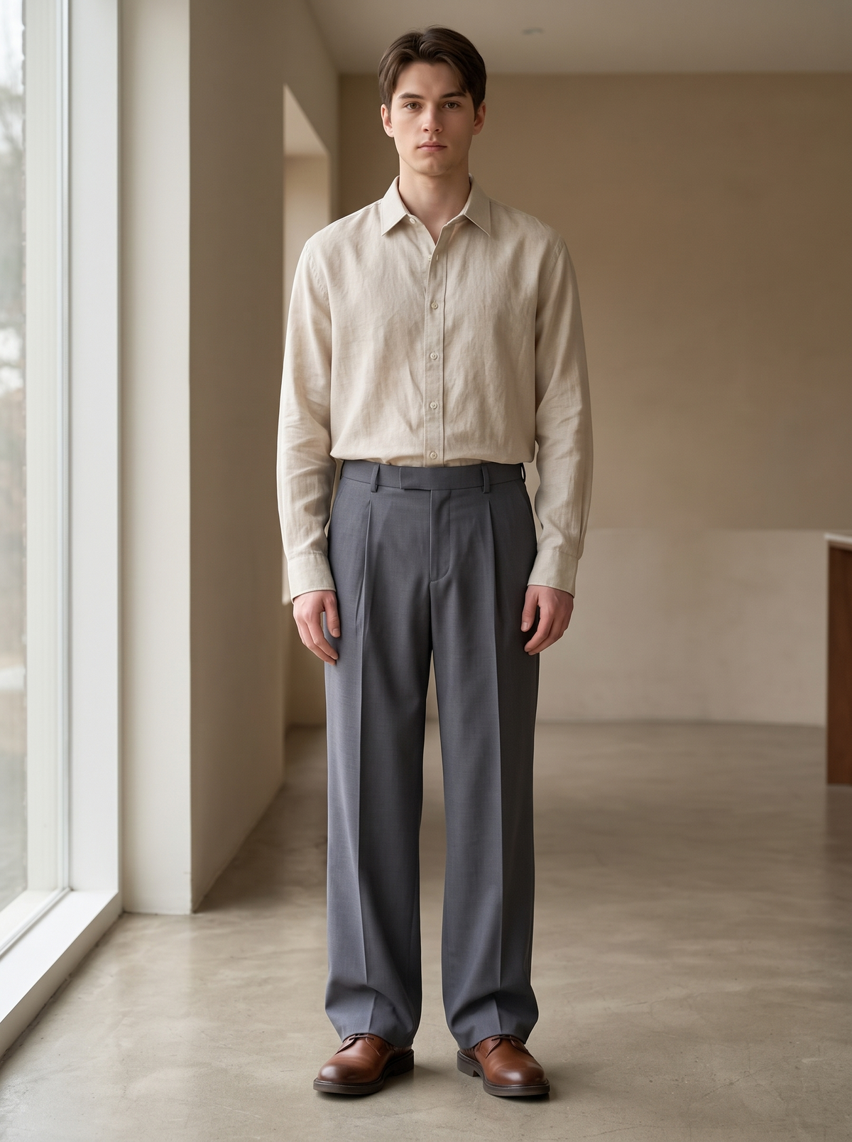 Snipes men's Korean fit pleated wide leg formal trousers in a tailored design