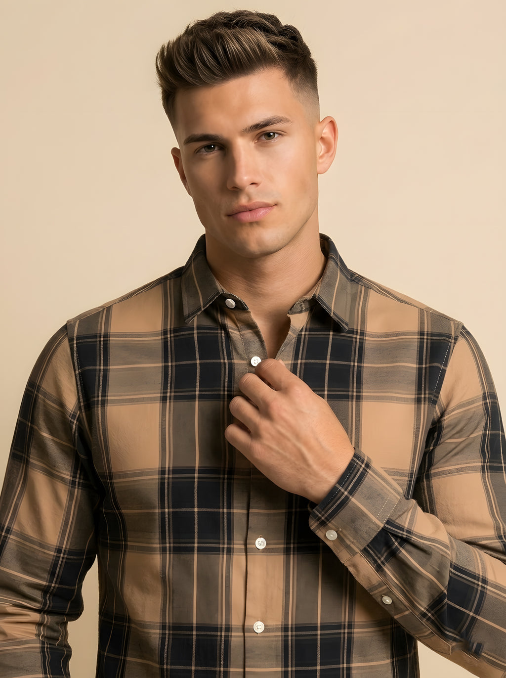Checked shirt from Snipes featuring a classic plaid pattern, long sleeves, and a button-up front.