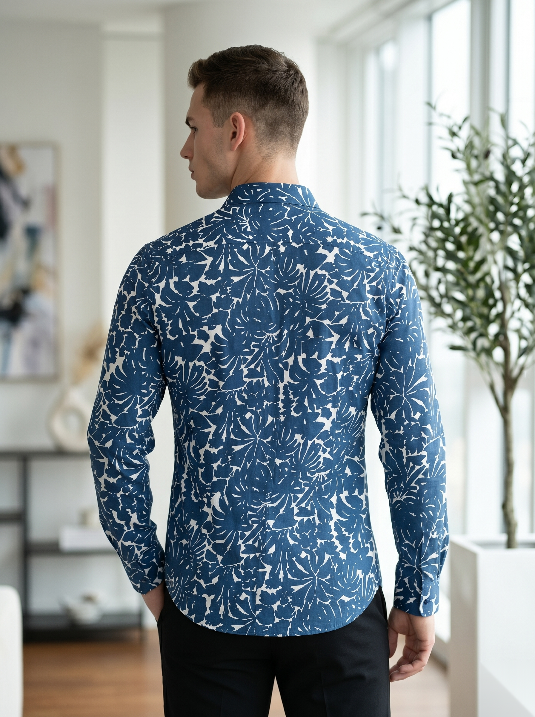 Digital Printed Shirts - Blue&White