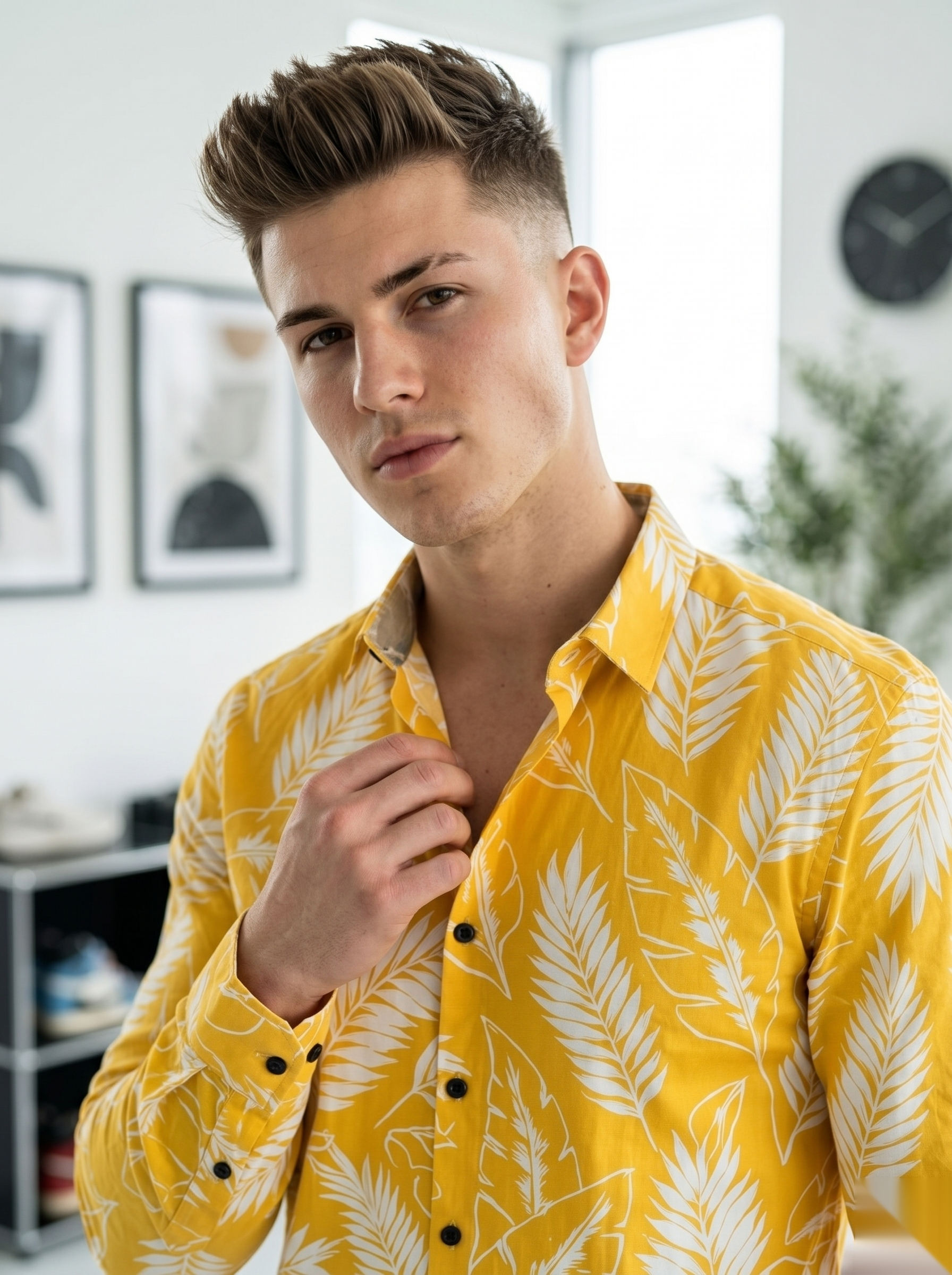 Digital Printed Shirts - Yellow&White