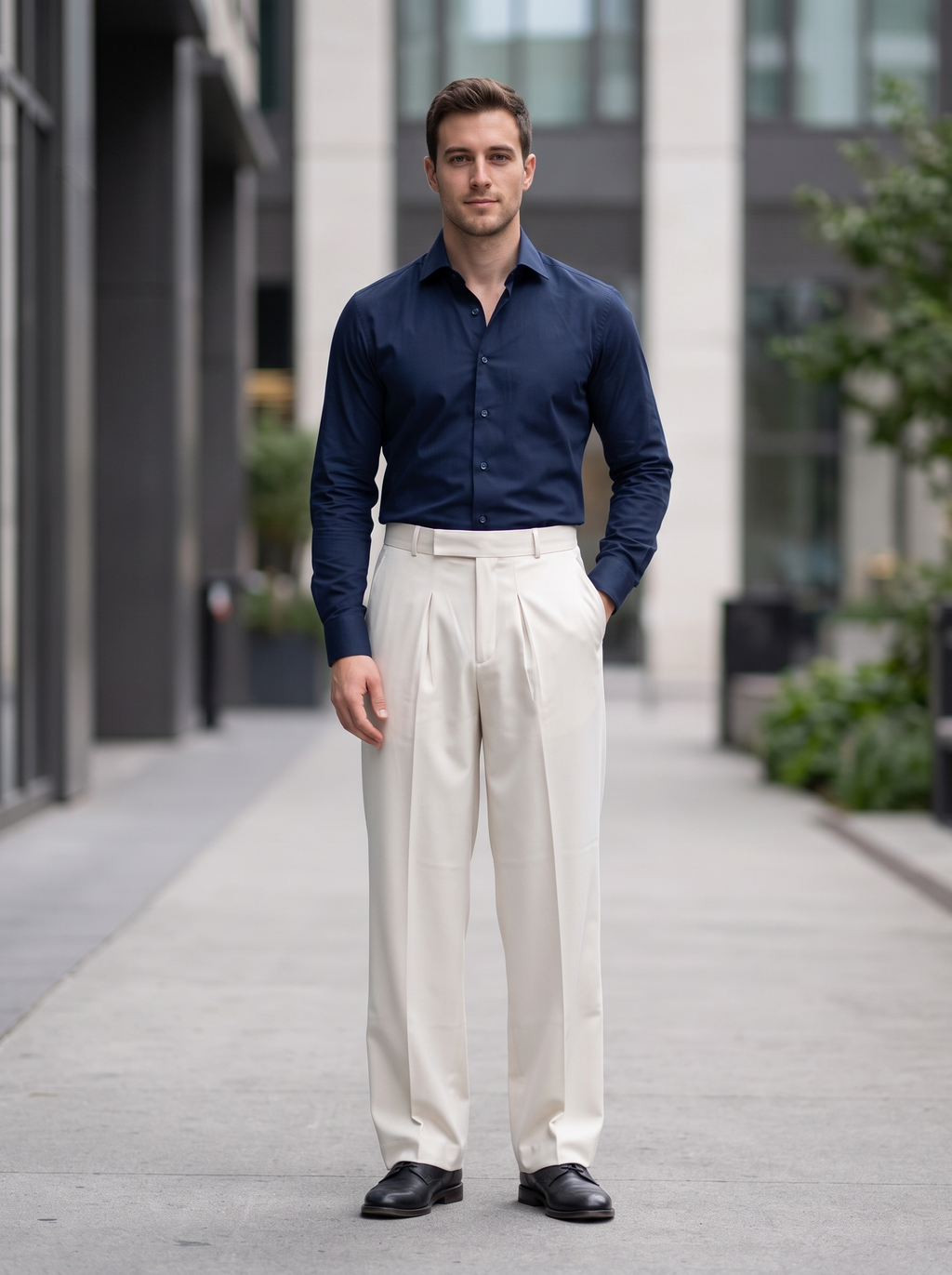 Men’s Korean Fit Pleated Wide Leg Formal Trousers
