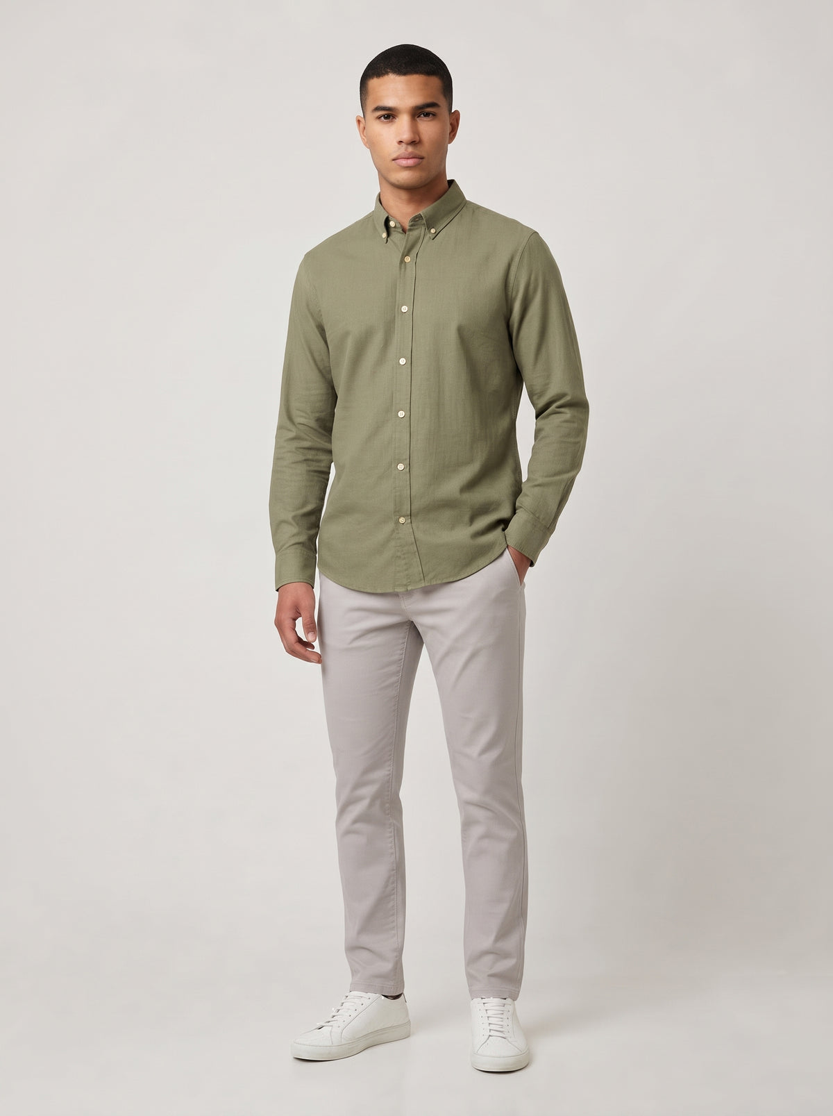 Men’s Solid Oxford Shirt – Full Sleeve Button-Down Collar