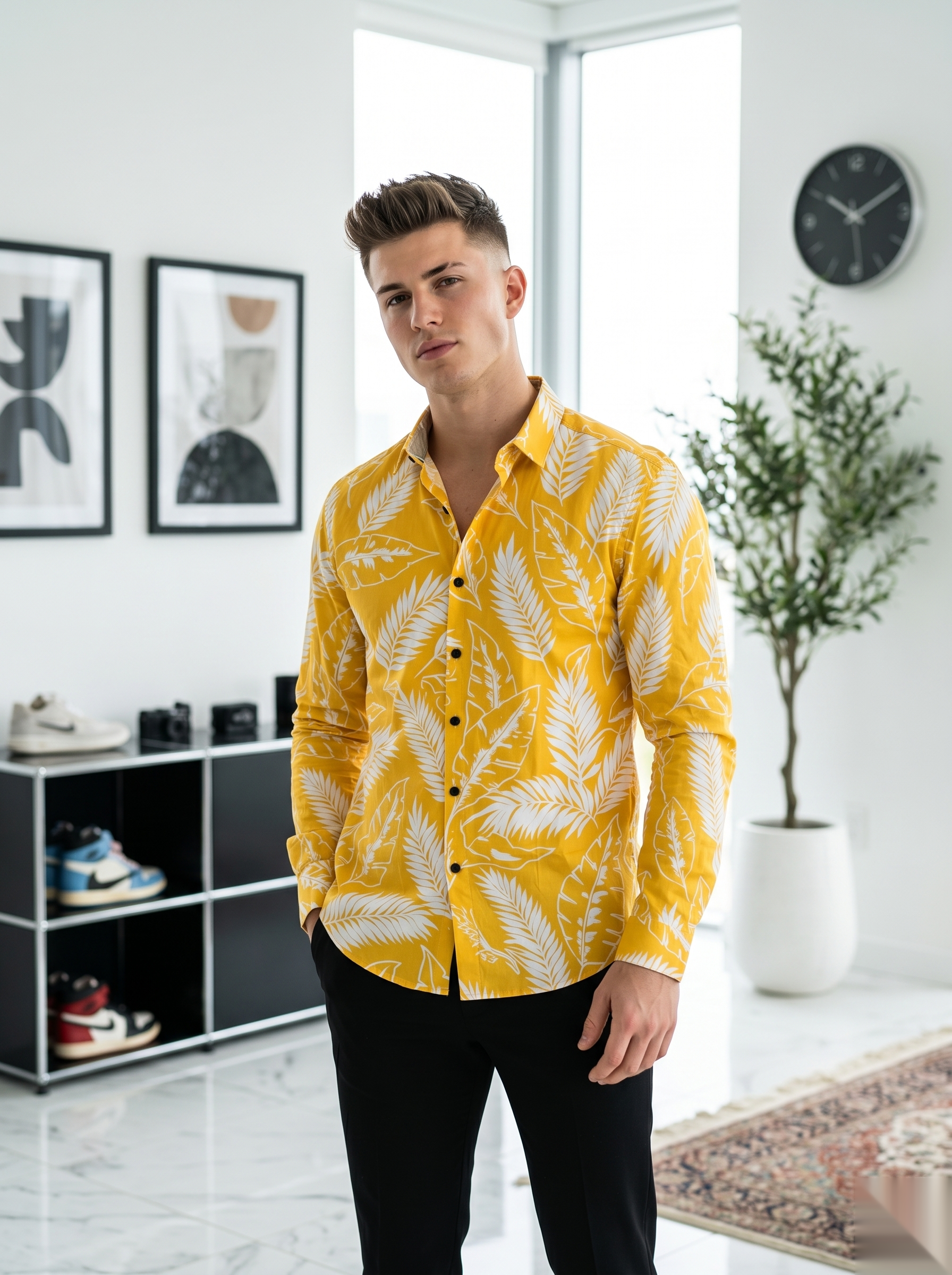 Digital Printed Shirts - Yellow&White