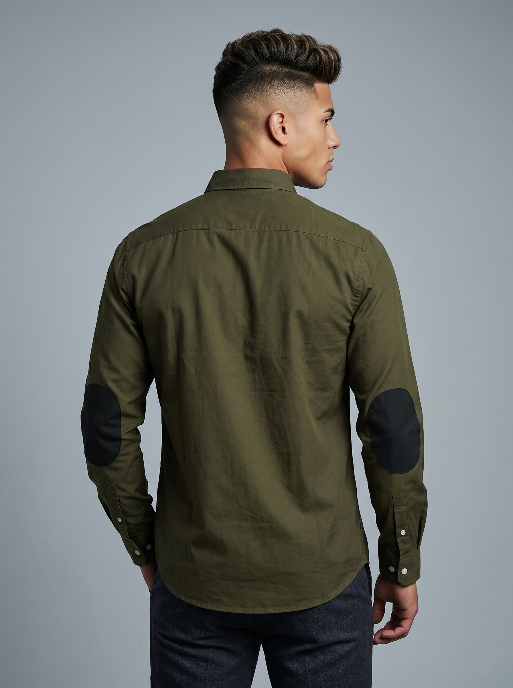 Snipes men's elbow patch shirt showing a casual button-up shirt with contrasting elbow patches and a classic collar.