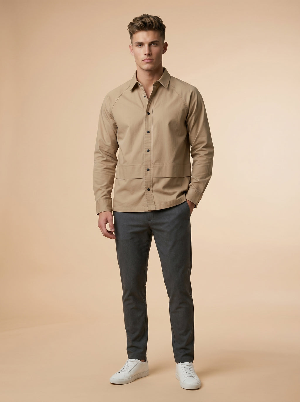 Snipes men's shacket shirt in a stylish Gemini pattern, featuring a button-up front and casual fit.