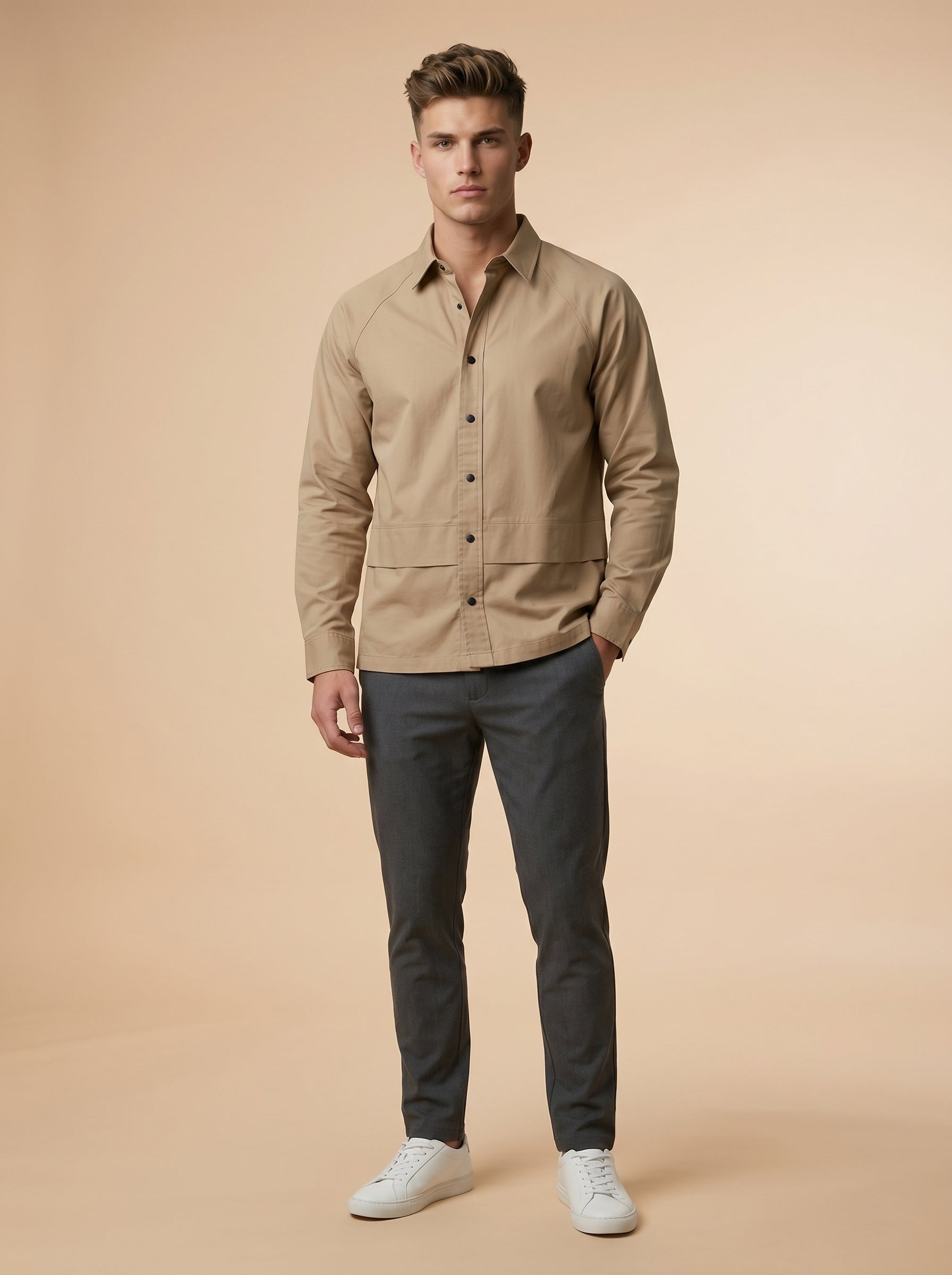Snipes men's shacket shirt in a stylish Gemini pattern, featuring a button-up front and casual fit.