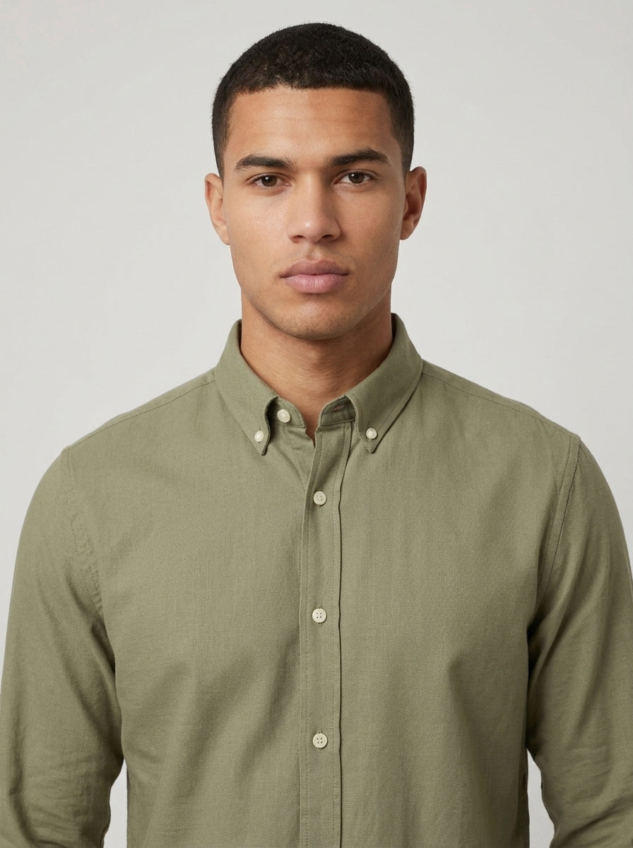 Men’s Solid Oxford Shirt – Full Sleeve Button-Down Collar